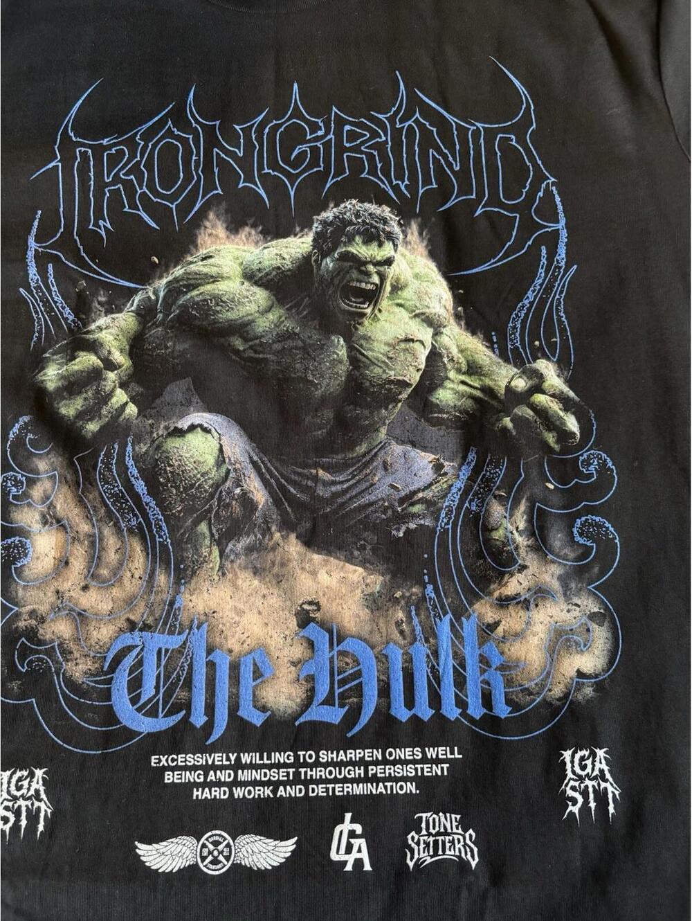 Iron Grind Hulk Collab Black Tee New